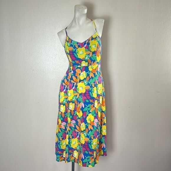 New SUGARLIPS Yara Rainbow Floral Parting Ways Midi Dress SMALL sugar + lips - Picture 5 of 12